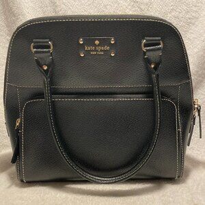 Kate Spade New York Black Leather Satchel Zip Top Gold Hardware Purse